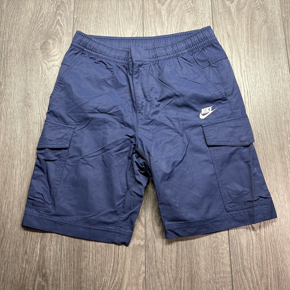 Nike Mens Sportswear Cargo Shorts Medium Navy Blue Elastic Waist Casual Utility